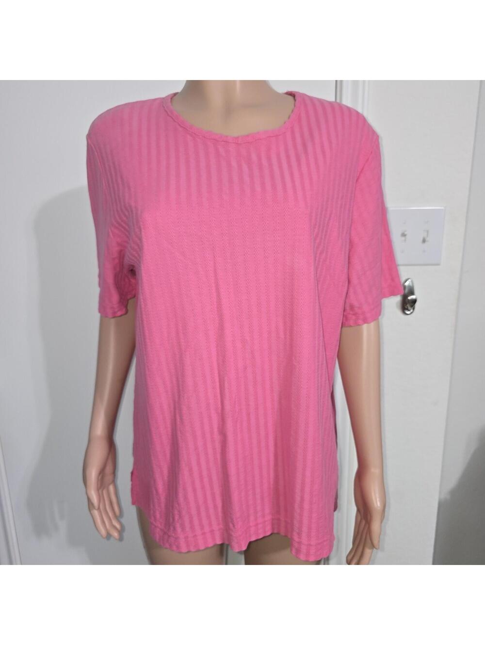 VTG Jantzan Hot Pink Casual Ribbed T-Shirt Plus Sz 2XL Basics